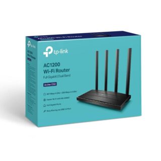 ROUTER INALAMBRICO TP-LINK GIGABIT DE DOBLE BANDA AC1200 ARCHER C6U, 2.4GHz 300 Mbps y 5GHz 867 Mbps