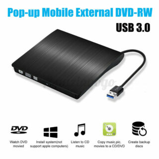SLIM EXTERNAL USB 3.0 DVD RW CD WRITER BURNER DRIVE READER PLAYER PARA LAPTOP