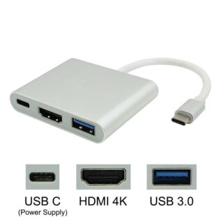 ADAPTADOR HUB 3 EN 1 USB TIPO-C A HDMI, USB, USB TIPO-C