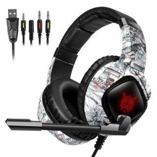 ONIKUMA AUDÍFONOS GAMING PROFESIONAL K19 DE CAMUFLAJE BLANCO