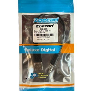 ZOECAN CABLE AUXILIAR A USB DE 30 CM 3.5