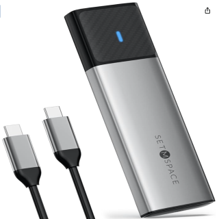 SETMSPACE ENCLOUSURE PARA SSD DE 10 Gbps, M.2 NVME SSD USB C, CARCASA DE DISCO DURO M.2 NVME DE ALUMINIO CON CABLE DE 11.8 PULGADAS, NVME PCI-E SATA M-Key/(B+M) Key PARA SSD