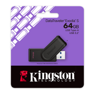 KINGSTON DATATRAVELER EXODIA S UNIDAD FLASH USB - 64GB - USB 3.2 GEN 1 - USB TYPE A - NEGRO/NEGRO - DTXS/64GB