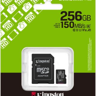 KINGSTON CANVAS SELECT PLUS TARJETA DE MEMORIA MICROSD 256GB MICROSDXC GEN3 150MB/S A1 INCLUYE ADAPTADOR DE SD - SDCS3/256GB